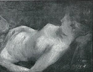 Mujer semidesnuda acostada de Lovis Corinth